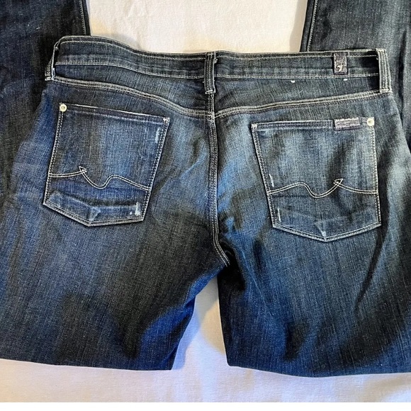 7 For All Mankind Skinny Jeans Womens Size 30x33 Dark Wash Low Rise - Picture 1 of 6